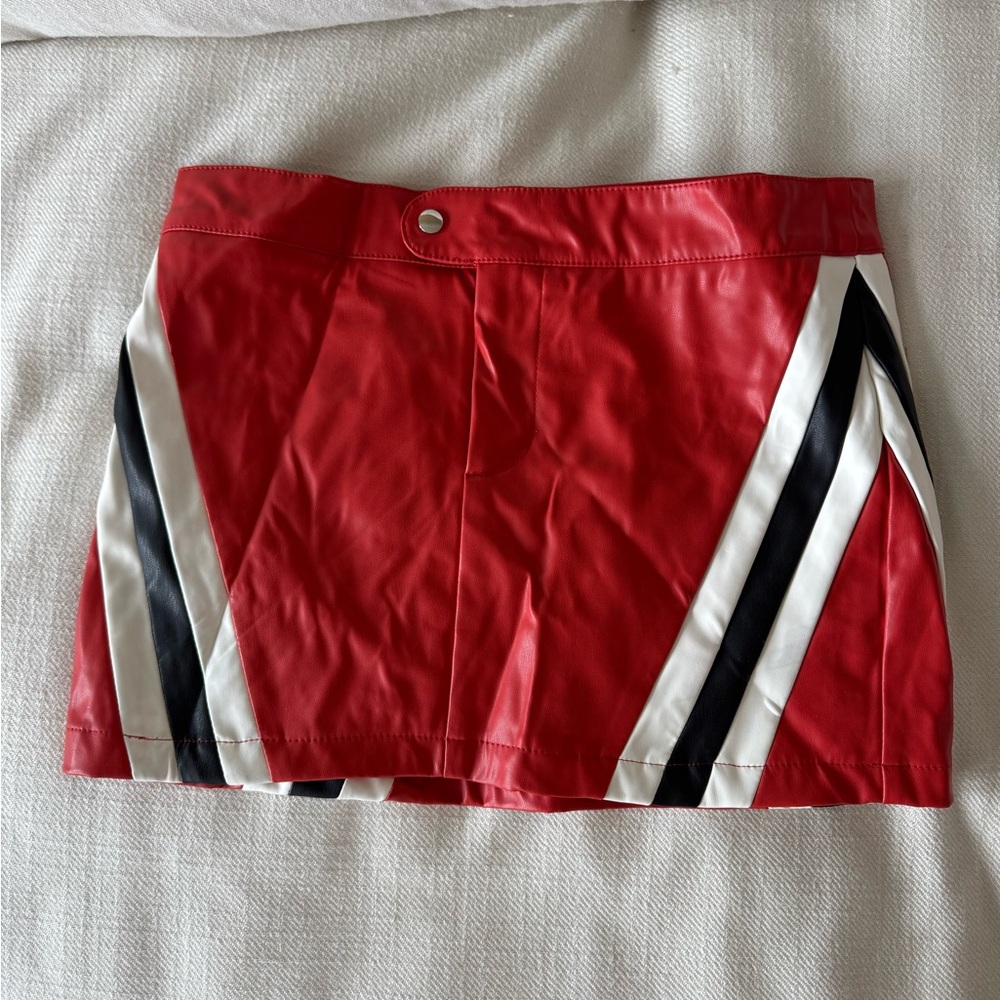 Superdown Vibrant Red Leather Skirt